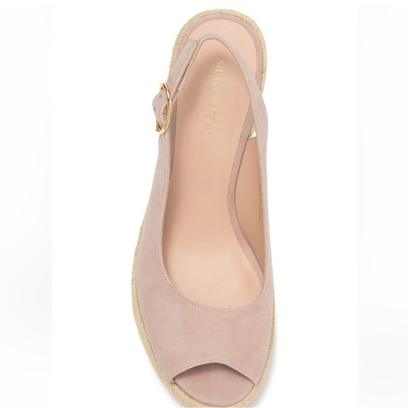 Stuart Weitzman Jean Espadrile Suede Platform Wedge Sandal in Beige - Picture 3 of 9